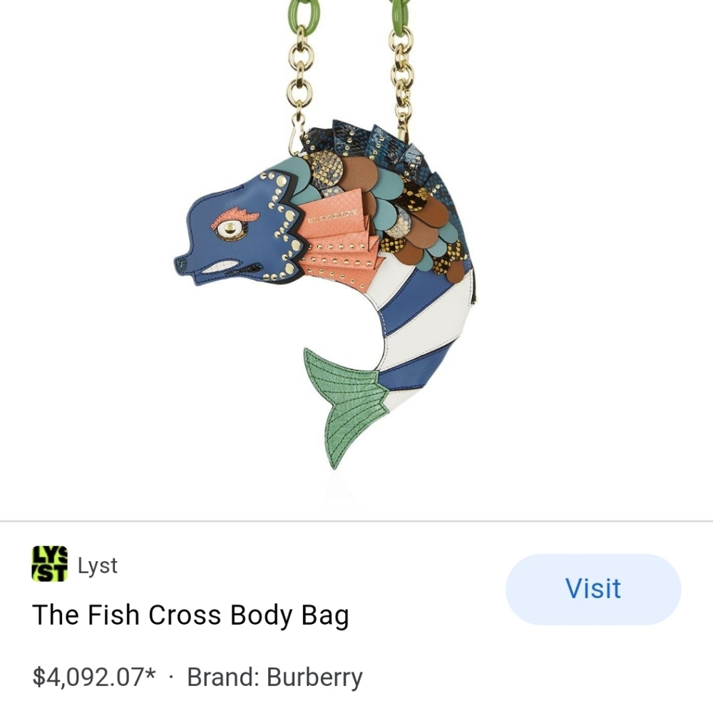 Burberry beasts fish bag. New with tags